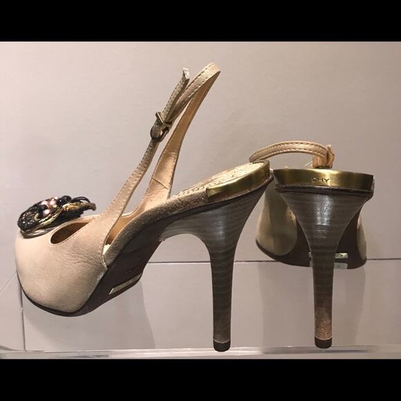 Best Bottega Veneta Pieces to Invest In - IALH “Shy” matte gold round toe sling back w/ ornament